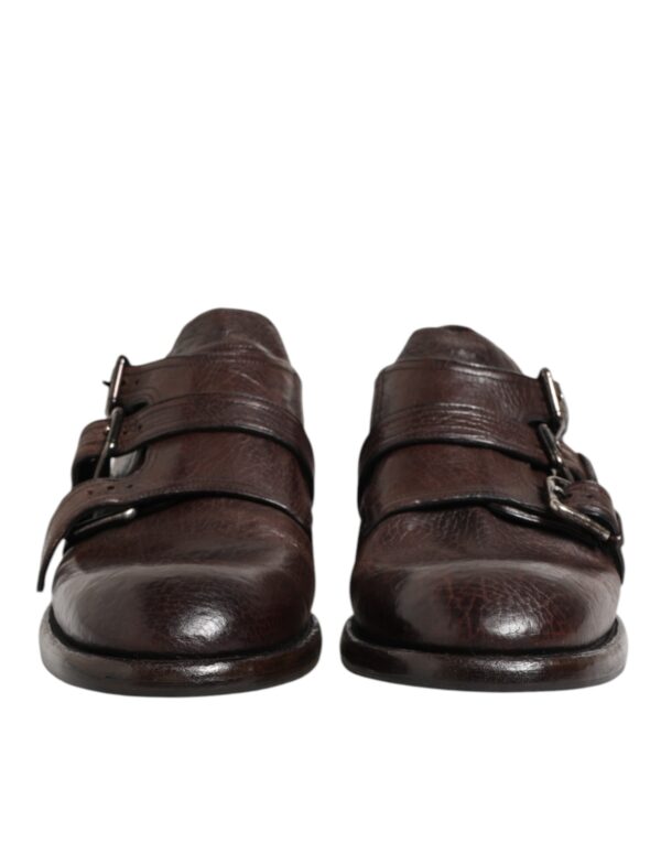 Brown Leather Monk Strap Formal Derby Shoes