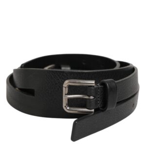 Black Double Strap Leather Gold Buckle Belt