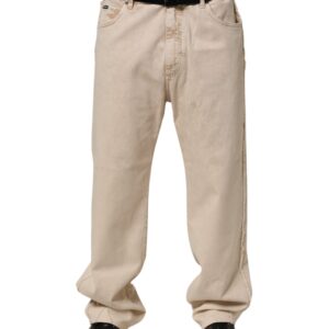 Beige Cotton Straight Denim Trouser Jeans