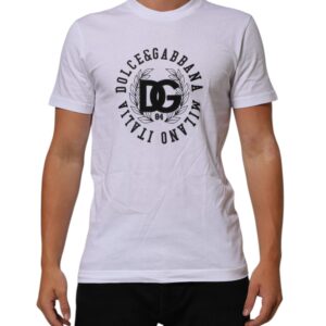 White Cotton Logo Print Crew Neck T-shirt