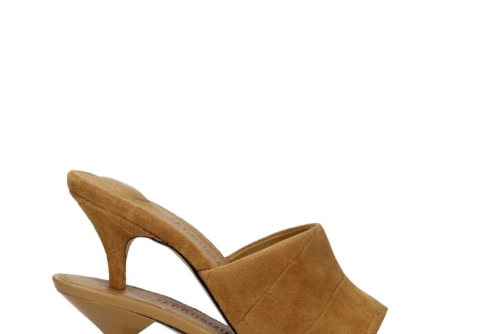Brown Leather Stiletto Heel Sandals