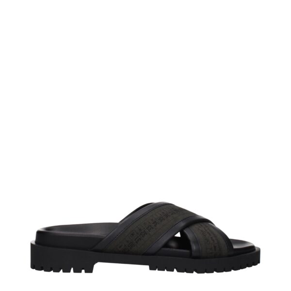 Green Fabric Flat Sandals