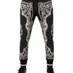 Black Cotton Bandana Jogger Sweatpants Pants
