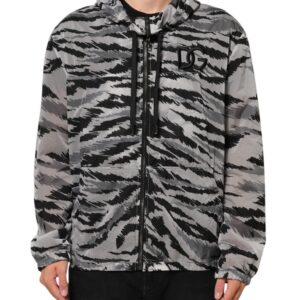 Gray Camouflage Hooded Sweatshirt Jacket