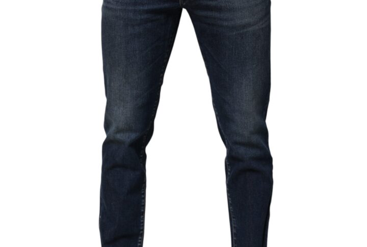 Blue Cotton Stretch Skinny Men Denim Jeans