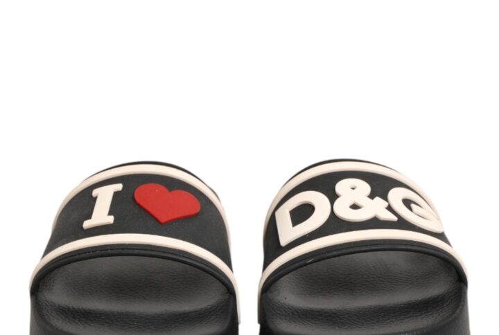Black Rubber Slides Sandals Beachwear Shoes