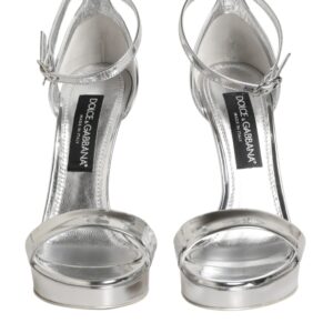 Silver Leather Platform Keira Sandals Shoes