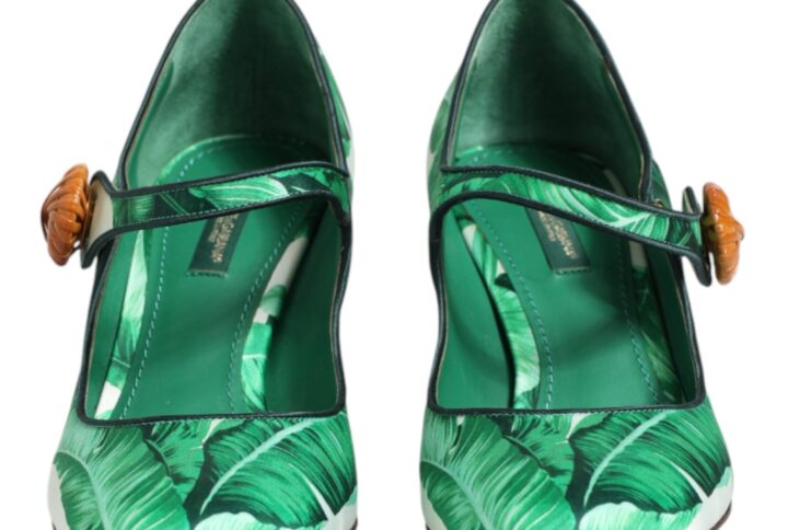 Green Silk MARY JANES Leaf Sandals Shoes