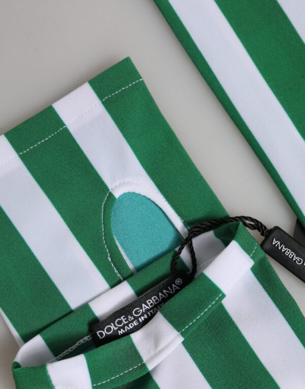 Green White Nylon Fingerless Wrist Length Gloves