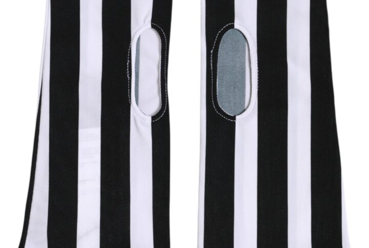 Black White Nylon Fingerless Wrist Length Gloves