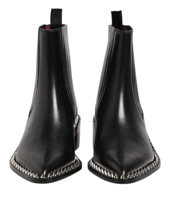 Black Studded Chelsea Short Ankle Boots Shoes