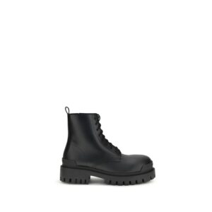 Black Calf Leather Bos Taurus Lace-Up Boots