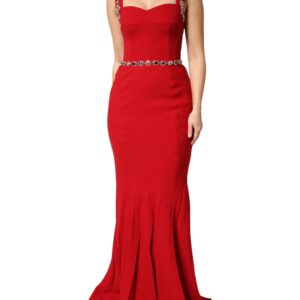 Red Embellished Sheath Mermaid Gown Dress