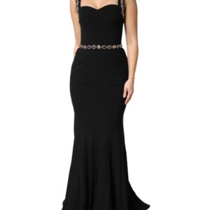 Black Embellished Sheath MermaidGown Dress