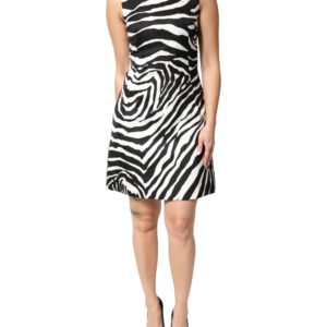 Black White Zebra Sleeveless A-line Dress