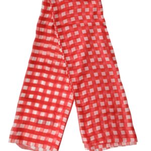 Red Checkered Stole Neck Wrap Shawl Scarf